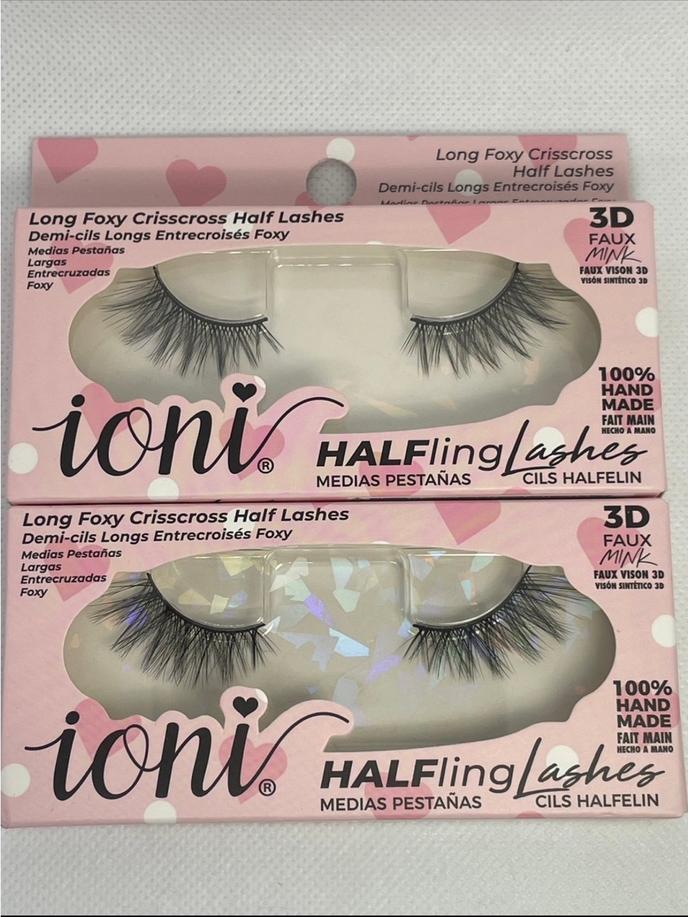 ioni HALfling Lashes Long Foxy Crisscross - Pink Packaging